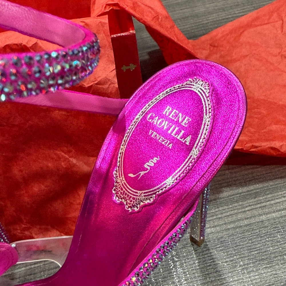 Rene Caovilla Pink Crystal Embellished Heels (new) - Picture 10 of 17